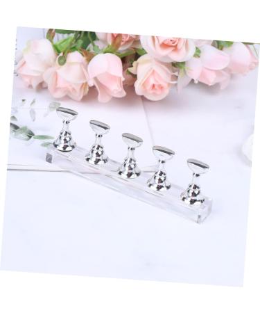 Healeved 2 Sets Nail Art Accessories Crystals for Nails Nail Polish Tips Stand Tool Stand Nail Practice Stand Nail Tips Holder Fake Nail Holder Nail Art Tip Display Base Frame Magnet 2.5*1cm Silver - Buy Online on SooperMarket.com