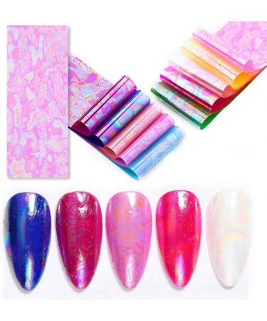 10 Rolls Nail Foil Nail Transfer Foil Holographic Nail Art Foil Decals for Nails Fingernail Stickers - Buy Online on SooperMarket.com