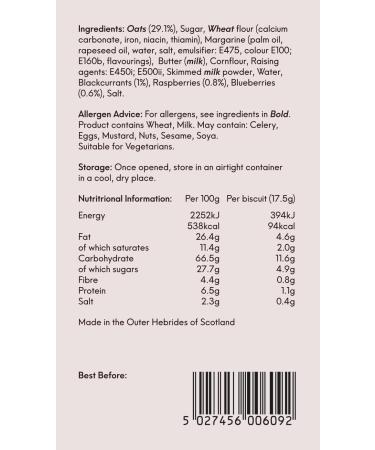 Hebridean Baker - Mixed Berry Oaties 150g - Buy Online on SooperMarket.com