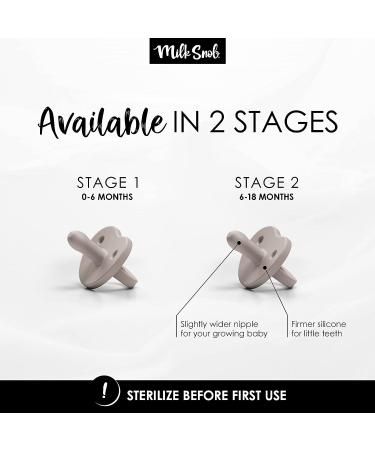 Milk Snob Calm n Cuddle Silicone Pacifier 6-18 Months | BPA Free Teether & Soother for Baby Girl and Boy | Stage 2 Gray Linen - Ideal Baby Registry & Shower Gift - Buy Online on SooperMarket.com