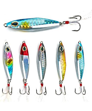 Sougayilang Jigs Fishing Lures Sinking Metal Spoons Micro Jigging Bait A-2.56in/1.16oz-5PCS with BOX