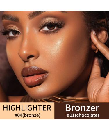 DE LANCI Contour Highlighter Stick Kit for Brown, Dark, Black Skin Tone - 2 PCS Cream Sticks with Brush - Face Illuminator & Bronzer - Moisturizing Shade Makeup - Buy Online on SooperMarket.com