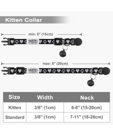 Tagme 2er-Pack Reflective Cat Neck Band with Safety Clasp & Bell | Custom Name & Address Shield for Kittens - Fits 15-20 cm - Black - Buy Online on SooperMarket.com