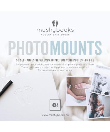 Mushybooks Photo Mounts - Clear Archival Plastic Sleeves - Self-Adhesive 4x4