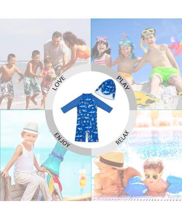 UPF 50+ Baby Boy Swimwear Set with Sun Hat | Blue Shark Design | 9-12 Months - Buy Online on SooperMarket.com
