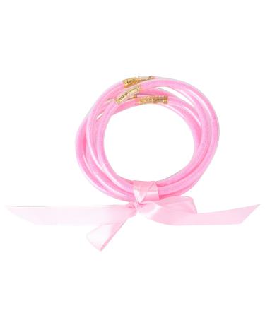 STOBOK 1pc Ribbon Glitter Bracelet Bangles Glitter Jelly Bangle Silicone Glitter Filled Jelly Bracelet Bowknot Jelly Bangle Bracelets Purple Women's Plastic Accessories Bagging Machine Pink 7.5x7.5cm