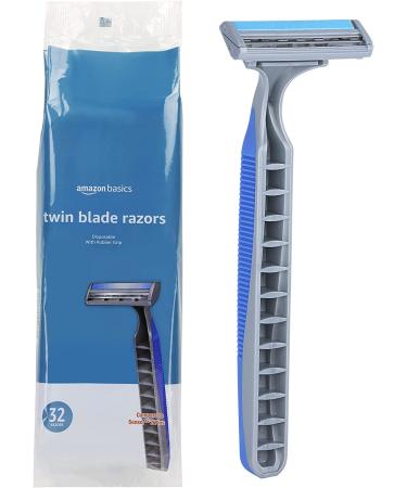 Amazon Basics Twin Blade Disposable Razors - 32 Count with Rubber Grip - Buy Online on SooperMarket.com