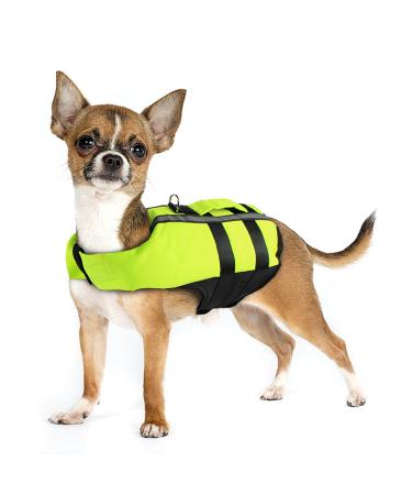 NAMSAN Dog Life Jacket Portable Inflatable Life Vest for Small Dog with Reflective Stripe Safety Handle Puppy Flotation Jacket Adjustable Pet Buoyancy Aid Green-S Small Green