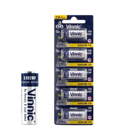 Kitstar Vinnic A23/23A 12V Alkaline Battery No Mercury & Lead & Cadmium Added Proof Environment Protection Positive+ Power 5 Count (Pack of 1)