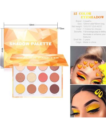 Yeweian Glitter Matte Orange Pink Eyeshadow Palette - 12 Colors Shimmer High Pigmented Makeup, Waterproof & Long-Lasting for Women - Buy Online on SooperMarket.com