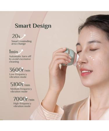 Electric Face Scrubber with Cleansing Station | Wireless Charging | 3 Brush Heads | Green - Buy Online on SooperMarket.com
