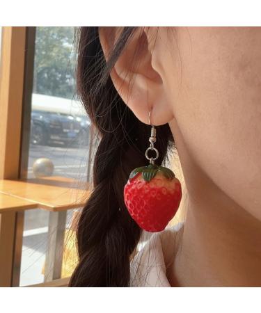 Delicate Resin Strawberry Earrings Simulation Fruit Earwears for Any Occasion - Buy Online on SooperMarket.com