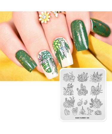 Alexnailart Nail Art Stamping Plate Template Image Plate Nail Art Tools Cactus Snail Flower DIY Stencil Tools (FL029)