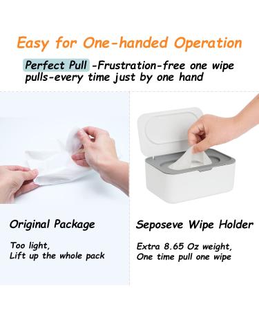 Wipes Dispenser & Refillable Holder for Baby & Adult - Seposeve Grey Wipe Container - Easy One-Handed Operation, Non-Slip Design - Keeps Wipes Fresh - Easy Open/Close Pouch Case - Buy Online on SooperMarket.com