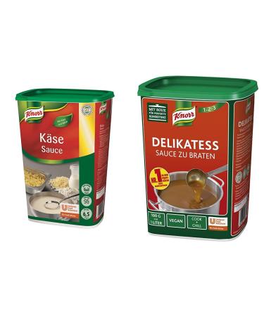Knorr cheese sauce (creamy consistency rounded cheese taste) 1 Pack (1 x 1kg) & delicate sauce to fry (pure as a gravy sauce binder and for refining) 1 Pack (1 x 1 kg) 1 kg (1 Pack) bundle with delicatessFry sauce
