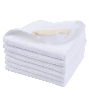 SINLAND Microfiber Facial Cloths Fast Drying Washcloth Absorbent Face Wash Cloth Soft Makeup Remover Cloths 12inch x 12inch Pack of 6 White