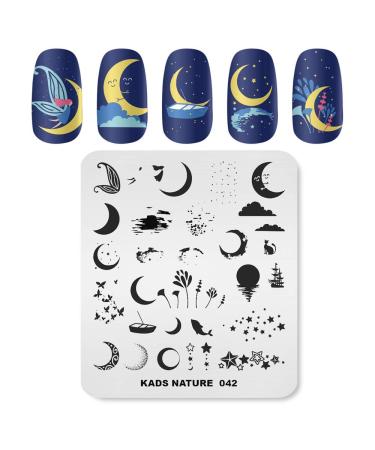 KADS Nail Stencil Natural Nail Stamping Plate Moonfish Image Nail Art DIY Manicure Tool (NA042)