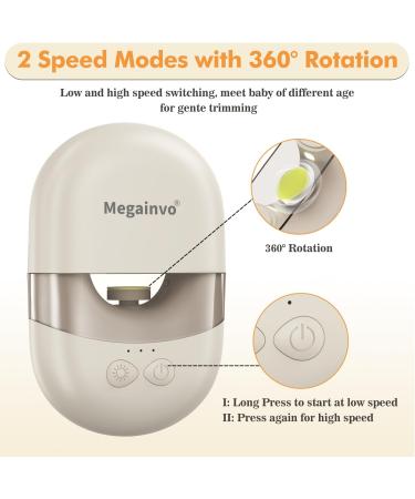 Electric Baby Nail File with LED Light and USB Rechargeable, 6 Pads Included - Baby Nail Trimmer Kit for Newborns and Toddlers - Buy Online on SooperMarket.com