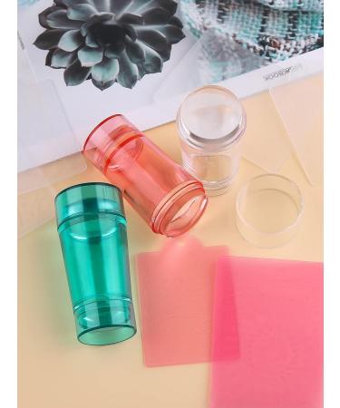 3 Pcs Jelly Nail Art Stamper Set with Double Head Silicone Stampers - Transparent Green Red Soft Nail Stamping Kit for Manicure Tools - Buy Online on SooperMarket.com