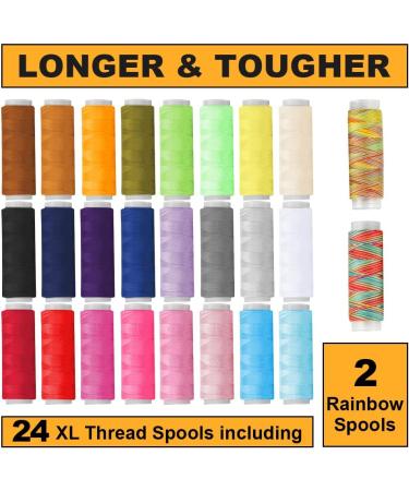 Quilting Thread Sewing Kit for Adults and Beginners - 26 Color Threads, Needles, Scissors, Thimble, Clips, and More | Portable Travel Set for DIY and Emergency Repairs - Buy Online on SooperMarket.com