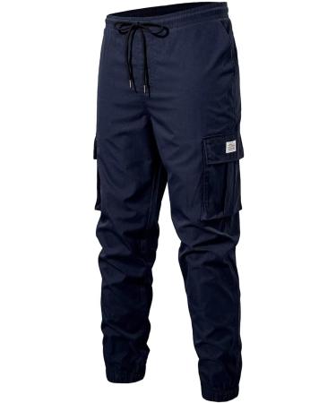 Elegancity Mens Cargo Trousers Regular Fit Drawstring Sweatpants with Pockets (38-46) - A-blue - Buy Online on SooperMarket.com