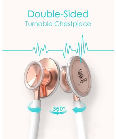 Clairre Rose Gold Stethoscope - Dual Head for Cardiology, Ideal Gift for Doctors and Nurses - Medical Diagnostic Tool for Clinical and Home Health Use - Buy Online on SooperMarket.com