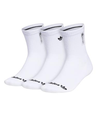 adidas Originals Men's Originals 3.0 3-Pack Mid-Crew Large White/Black