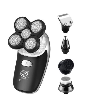 Electric Razor for Men 5 in 1 Razor for Men Electric Shaver Five Floating Heads Hair Clipper Nose Ear Beard Trimmer Facial Cleaning Brush Grooming Kit Set
