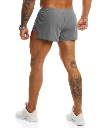 Ouber Men's 2 Running Shorts with Liner - Grey Large | Workout & Gym Shorts - Buy Online on SooperMarket.com