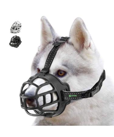 ILEPARK Dog Muzzle Soft Silicone Basket Muzzle for Dogs Breathable Mouth Cover and Adjustable Straps Anti-Biting Barking and Chewing. (Size 4 Black) 4 Black