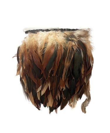LONDGEN Rooster Feather Trim Fringe Width 5-7 inches Craft Feather Fringe Trim Pack of 5 Yards (Natural)