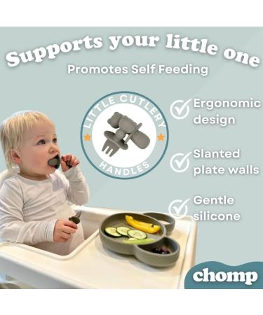 Sage Green Suction Plate Baby Cutlery Set with Toothbrush and Weaning Essentials - Dishwasher Safe - Buy Online on SooperMarket.com