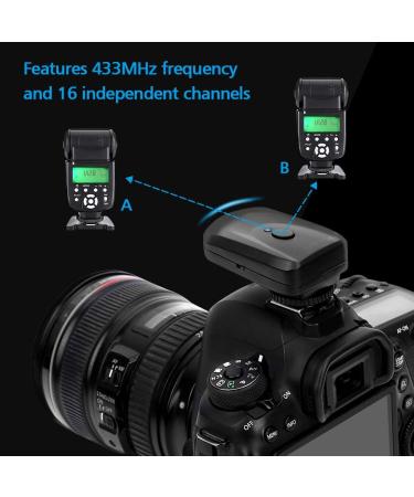 16 Channel Wireless Flash Trigger Set 433MHZ Shutter Release Kit for Canon/Nikon/Olympus/Pentax - Black - Buy Online on SooperMarket.com