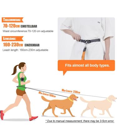 Snocyo Reflective Jogging Leash for Medium & Large Dogs | Elastic Double Handle & Waist Valve | Retractable Running Dog Leash in Gray & Orange - Buy Online on SooperMarket.com
