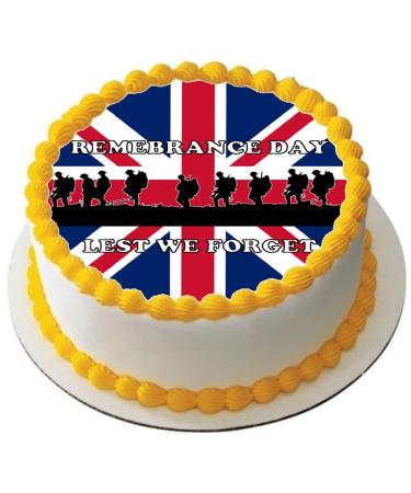 REMEMBRANCE DAY CAKE TOPPER 7.5" PREMIUM EDIBLE ICING UK GIFT LEST WE FORGET D5