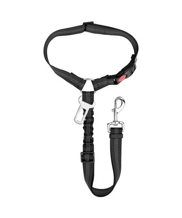 65-100cm Adjustable Dog Seat Belt for Cars UK Black Elastic and Crushioning Dog Car Harness with Headrest Safety Clip Durable and Heavy Duty