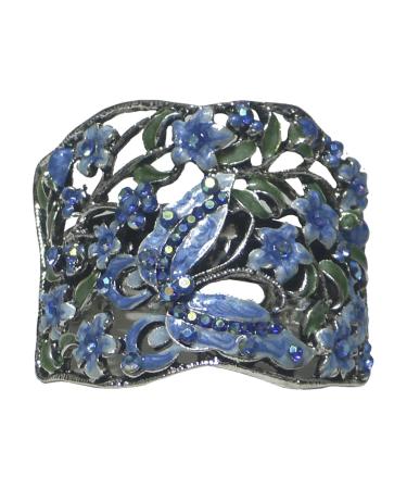 Crystal Butterfly Hair Holder Barrette Ponytail Hair Barrette for Women Girls YY86900-4sblue