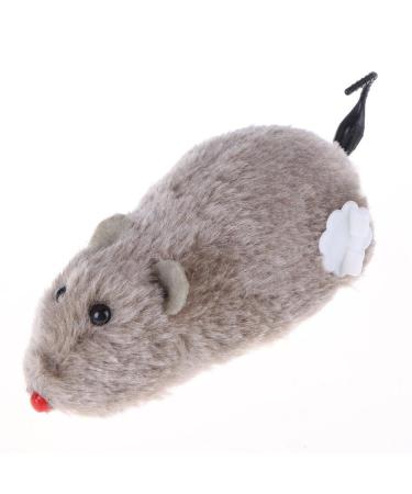 AVZYARDY Clockwork Mouse Toy Cat Plush Rat Mechanical Motion Interactive Toy(Grey)
