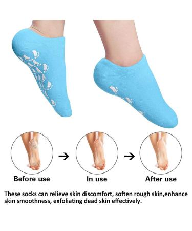 Moisturizing Gel Socks - 2 Pairs of Reusable Soft Socks with Essential Oil Treatment for Dry Skin Pink & Blue - Buy Online on SooperMarket.com