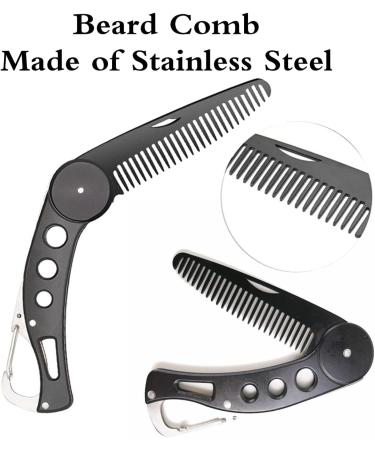Stainless Steel Folding Beard Comb for Men - Anti-Static Pocket Comb for Beard and Mustache Styling - Buy Online on SooperMarket.com