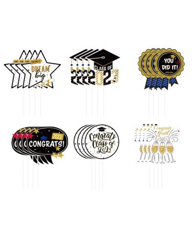 24 Pcs Graduation Season Themed Cupcake Toppers Cake Topper Graduation Party Cake Decorations Party Decorations For Graduation Season Themed Congrats Graduation Party Supplies