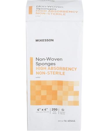McKesson Non-Woven Sponges 4x4 Inch, 200 Count - High Absorbency, Polyester/Rayon, 4-Ply, Non-Sterile - Buy Online on SooperMarket.com