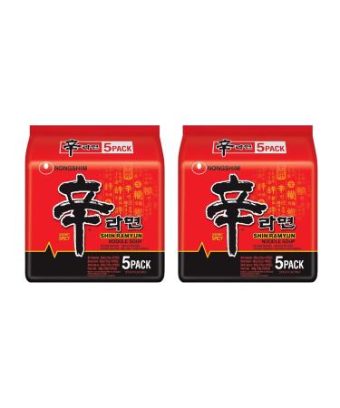 SPIRITCROWD Nong Shim Shin Ramyun Instant Noodle Soup Gourmet Spicy Korean Style Ramen Halal (Pack of 10)