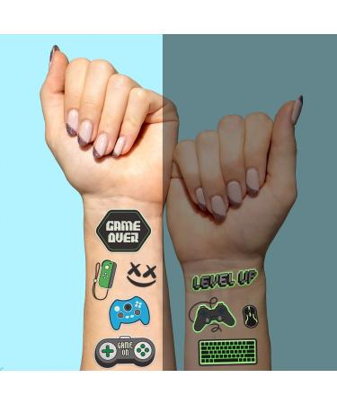 XO Fetti Video Game Party Supplies Temporary Tattoos - 40 Glow in the Dark Styles | Gamer Birthday Decorations - Buy Online on SooperMarket.com
