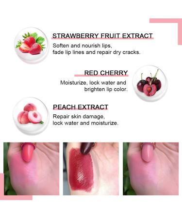 EVPCT 3Pcs Fruit Tinted Lip Balm Set - Long Lasting Color Changing Lipstick Stain for Women & Girls - Korean Mood Queen Lip Tint Gloss - 3 Count Pack - Buy Online on SooperMarket.com