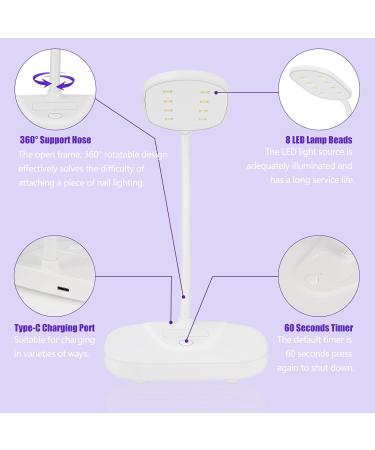 Aceshop Mini LED Nail Lamp - Portable 12W Quick Dry Gel Polish Curing Lamp | 60s USB Timer | 360 Rotatable Design - Home DIY Salon Manicure - Buy Online on SooperMarket.com