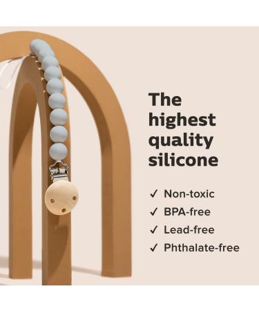Center Coast Collections Silicone Pacifier Clip - Safe Binky Holder - Neutral Grey - Unisex Baby & Toddler - Buy Online on SooperMarket.com