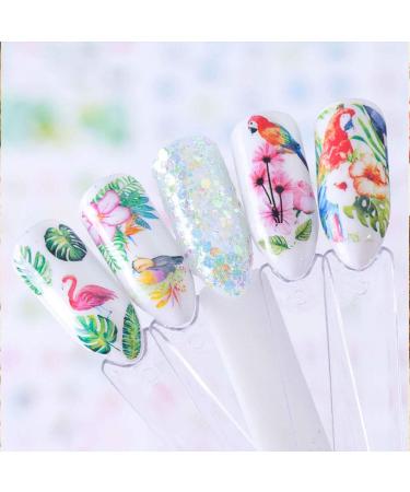 Flamingo Nail Art Stickers Decals - Summer Nail Decorations Kit with Tropical Palm, Cactus, and Pineapple Designs - 12 Sheets - Buy Online on SooperMarket.com