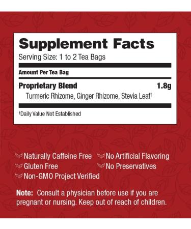 Buy Bravo Teas & Herbs Turmeric Tea - Caffeine Free, 20 Bags | Premium Herbal Blend - Buy Online on SooperMarket.com
