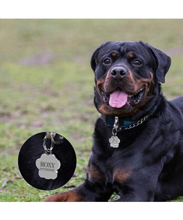Personalised Cat Tags | Dog Tags for Pets Engraved UK | Pet ID Tags for Dogs & Cats | Glitter Paw Print Stainless Steel Cat Name Tag | Doggy Cat Kitten Kitty Puppy Tag | 4 Colours 25mm (Pink) - Buy Online on SooperMarket.com